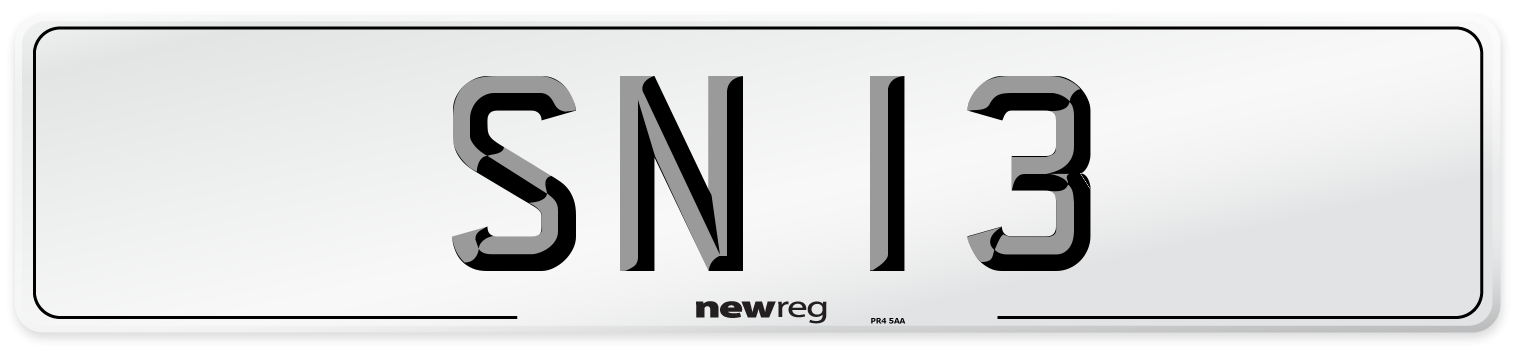 SN 13 Number Plate from New Reg